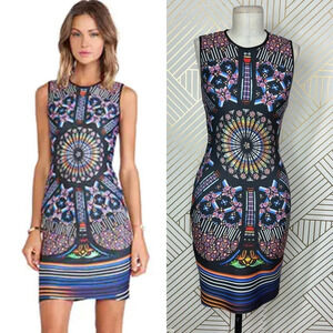 Clover Canyon Stained Glass‎ Neoprene Sleeveless Dress in Multi Size XS